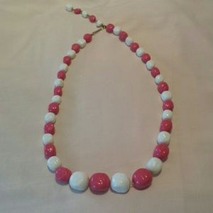 Pink and white bead necklace